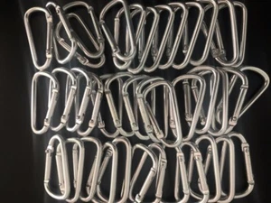 Lot 2" Silver 50/100 Pcs D Shape Aluminum Carabiner Spring Belt Clip Key Chain - Picture 1 of 4