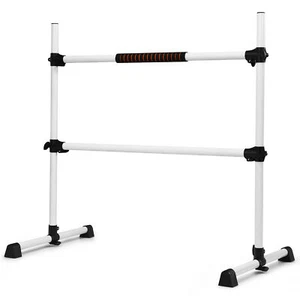 Freestanding Ballet Barre Adjustable Double Stretching Dance Bar Silver - Picture 1 of 10