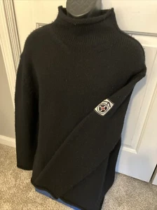 Polo Jeans Ralph Lauren Herren Woll Rollkragen Pullover Schwarz Großer Patch - Bild 1 von 5