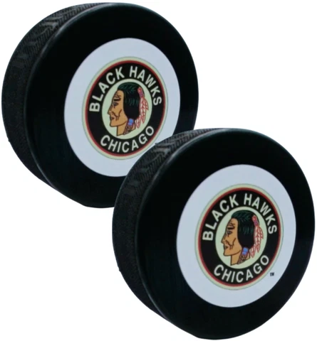 Chicago Blackhawks Vintage 1937 NHL Team Logo Souvenir Hockey Pucks (2-Pack) Cover