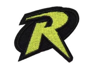 Robin R Logo Batman 2.5 Inch Wide Iron on Patch - Picture 1 of 1