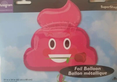 Globo emoji caca 24" lámina Mylar cara sonriente emoticono suministros de fiesta rosa Foto 1 de 3