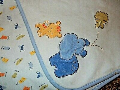 4B Vintage CARTER'S Tiger Hippo Frog Jersey Knit Receiving Crib Baby Blanket • 19.99€