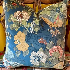 Lee Jofa G P & J Baker ROCKBIRD VELVET Teal Custom Pillow Cover All Sizes - Picture 1 of 12