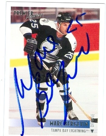 Marc Bergevin autographed Hockey Card (Lightning) 1995 Topps Premier #507 - Image 1 of 1