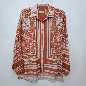 Anthropologie Maaji Atlas Button Down Boho Floral Shirt Size Medium - Bild 1 von 16