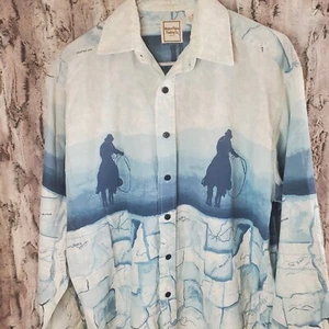 Camicia Western Plains Trading Co adulto media con bottoni manica lunga cotone cowboy - Foto 1 di 9