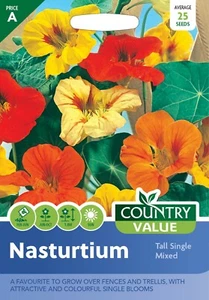 Nasturtium Seeds Tall Single Mixed Country Value FREE UK DELIVERY Edible Flowers - Picture 1 of 2