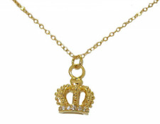 6 pc Lot Crown pendant 24kt yellow gold cubic zirconia cz chain necklace 18" New
