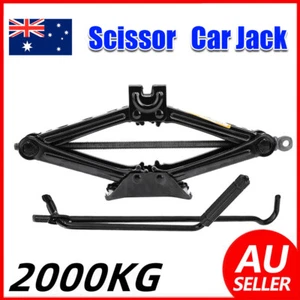 2 Ton Scissor Jack Car Van Wind Up Tyre Lift Chrome Crank Handle Emergency Tool - Picture 1 of 16