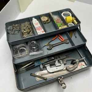 Vintage Blue My Buddy Two Tray Tackle Tool Box. Full Of Plumbing Tools - Picture 1 of 20