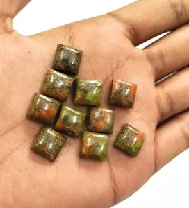 Calibrated Unakite Square Cabochon 6x6mm To 12x12mm Natural Loose Gemstone - Picture 1 of 6