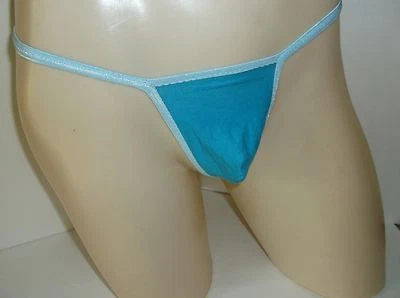 Men's String Thong Extreme Micro Cut front Back Choice Blue Modal Jersey Spandex - Image 1 of 3