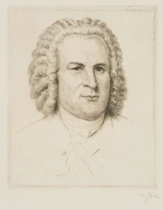 W. PECH (*1911), Porträt J. S. Bach (1685-1750), Kaltnadelradierung Moderne - Bild 1 von 4