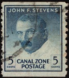 Canal Zone Stamp Scott # 155 Used F-VF - 5 Cents Dark Blue John F. Stevens Coil - Picture 1 of 1
