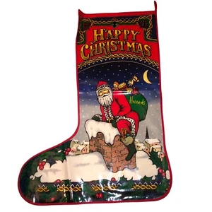 Vintage Deadstock Harrods Christmas Stocking Large Rare Bright Colourful Kitsch - Picture 1 of 12