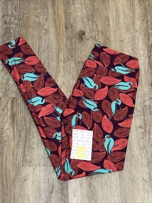 OS LuLaRoe One Size Leggings Purple Background W Birds On Leaves🦄 Unicorn NWT - Image 1 of 4