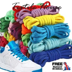 Shoe Laces Oval Coloured Shoelaces Semi Round Trainers Football Running Hiking - Picture 1 of 32