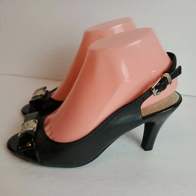 Giani Bernini Carlynn Leather Slingback Pumps Black Size 7.5 M Heels - Image 1 of 4