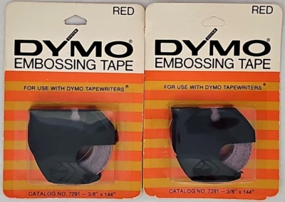 2 Vtg. 1971 DYMO Typewriters 3/8" x 144" RED Embossing Tape  No. 7291 NOS - Image 1 of 4