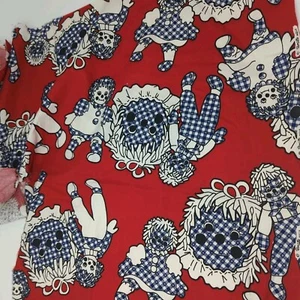VTG Raggedy Ann & Andy Red Cotton W/ Blue Gingham by WAMSUTTA MILLS Remnant - Picture 1 of 5