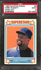 1989 RALSTON PURINA HAND CUT #8 KIRBY PUCKETT PSA 9 19414856