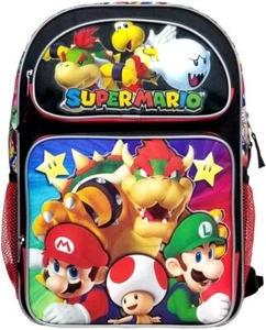 Mochila escolar grande Super Mario Bros 16 pulgadas Bowser Toad Yoshi Ghost - Imagen 1 de 3