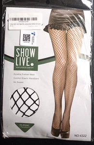 Classic Fishnet Pantyhose, Black, One Size - Picture 1 of 4