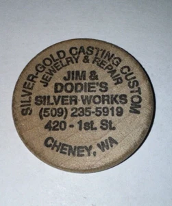 Silver-Gold Casting Custom Jewelry Jim & Dodie's Silver Works Wooden Nickel - Picture 1 of 2