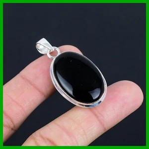 925 Silver Root Chakra Oval Natural Black Onyx Bezel Handcrafted Pendant Jewelry - Picture 1 of 6