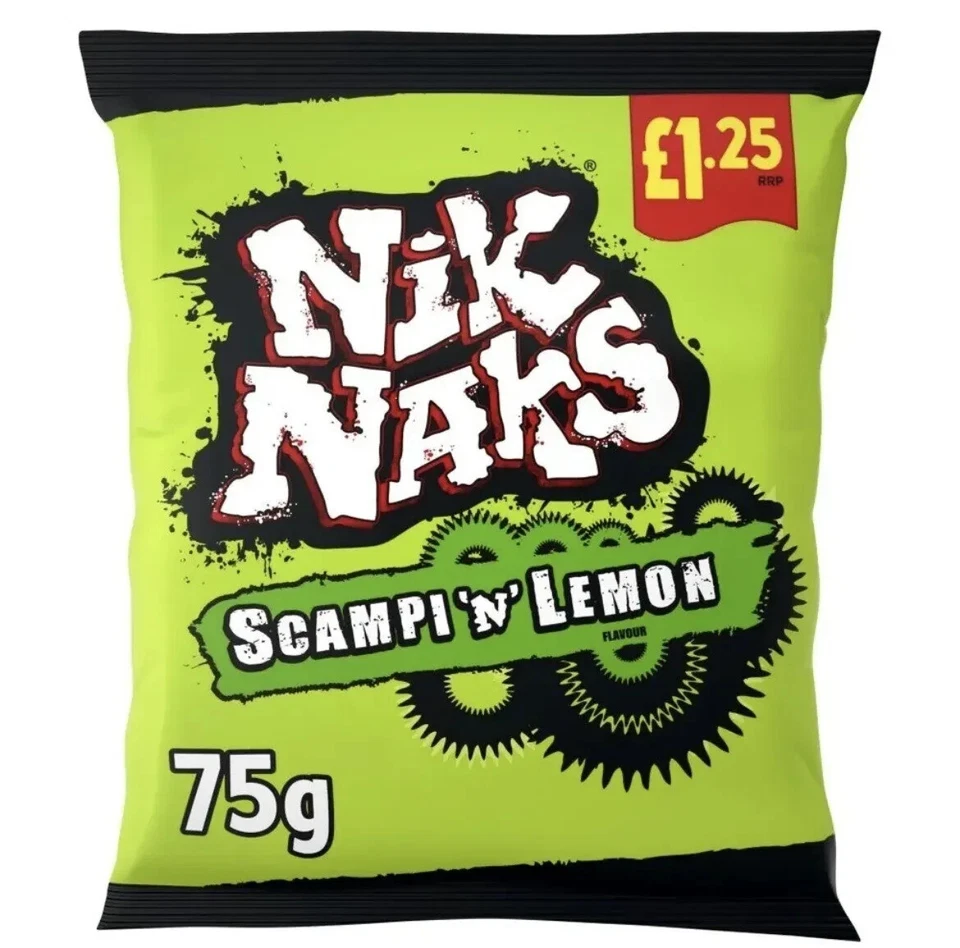 Nik Naks Scampi & Lemon Flavour Snack 20x75g Full Box - Image 1 of 1