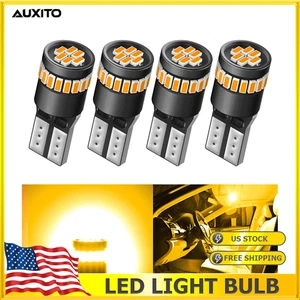 4x AUXITO T10 LED License Plate Parking Light Bulb Amber Yellow 168 2825 194 W5W - Picture 1 of 8
