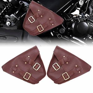 PU Leather Motorcycle Saddle Bags Saddlebag Tool Bag For Honda Rebel 300 500 - Picture 1 of 12