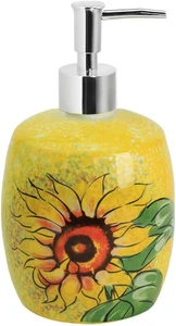 Dispenser sapone girasole in ceramica lozione bottiglia dispenser sapone liquido lozione sapone - Foto 1 di 12