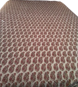 Pottery Barn King Duvet Cover Beige Veranda Paisley Floral 100% Cotton Bedding - Picture 1 of 11