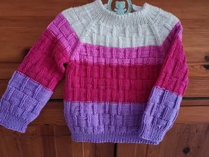 Kinder Strickpullover/Pulli Handarbeit  ca. 80/86 Neu! UNIKAT - Bild 1 von 2