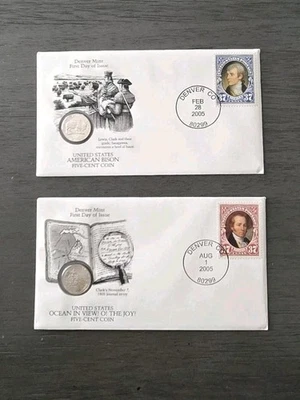 2005 Lewis & Clark Commemorative Nickel Set First Day Covers Denver Mint COA - Image 1 of 4