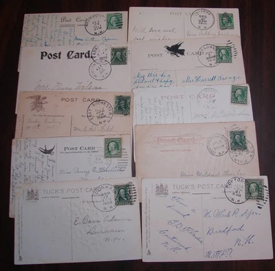 10 postales NH con cancelaciones dúplex 1905-1921 Woodsville Lisbon Fabyon Hinsdale Foto 1 de 2