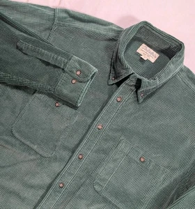 Cabelas Button Shirt Waffle Corduroy Long Sleeve Gorpcore Green Men's L Tall - Picture 1 of 10