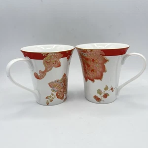 Pair of 222 Fifth PTS International "Norah Red" Coffee Cups - Picture 1 of 21
