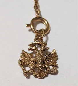 RARO Dije de Huevo Esmaltado Vintage JOAN RIVERS con Extensor: Águila Romanov, Cadena de 2" - Imagen 1 de 3