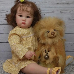 Bambole Reborn 24" bambina realistiche panno neonato corpo capelli radicati regalo fatto a mano - Foto 1 di 5