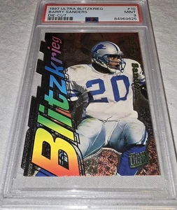1997 Fleer Ultra - Blitzkrieg Barry Sanders #10 Die-Cut PSA 9 (POP 7) - Foto 1 di 8