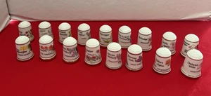 Lote de 17 dedales estatales con flores y mariposas hechos por porcelana Franklin 1979  - Imagen 1 de 15