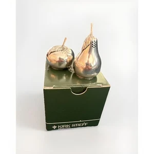 Kirk Stieff Pewter Salt & Pepper Shakers Set of 2 Apple & Pear With Box - Picture 1 of 5