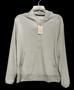 Peter Millar L Large Crown Sport British Grey Grid Performance Half Zip Hoodie - Picture 1 of 7