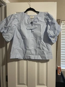Women's Stripe Puff Short Sleeve Blouse - kate spade Size XS - Picture 1 of 3