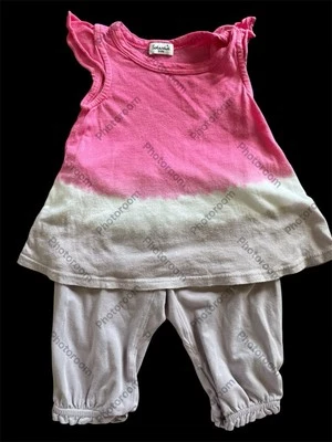 Splendid Pink/Taupe Pima Cotton/Modal A-Line Top & Pants -3-6Mos - Image 1 of 4