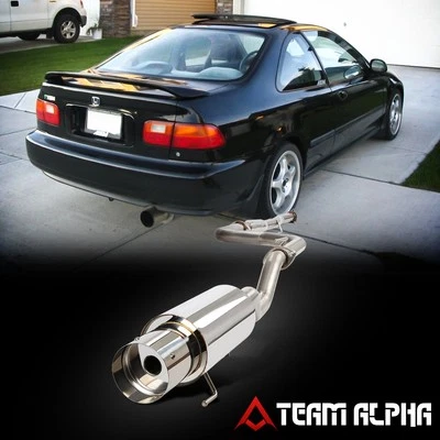 Fits 1992-2000 Honda Civic 2Dr/4Dr EM/EJ [4.5" TIP MUFFLER] SS Catback Exhaust - Image 1 of 4