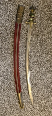 Vintage 28.5" Sword India / Persian Red Velvet Sheath - Antique Rare - Image 1 of 4